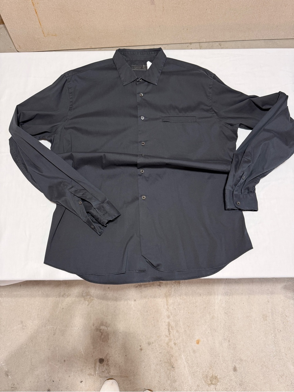Prada Men's Long-Sleeve Black Dress Shirt with Chest Pocket